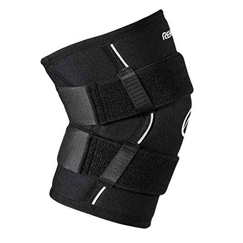 Rehband X-RX Knee Support with Straps, 1 piece, strong knee sleeve 7mm neoprene for heavyweight workouts, weightlifting & strongman, Colour:Black, Size:Medium