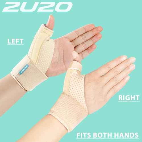 Compression Thumb Brace, Breathable Wrist Stabilizer - Lightweight Thumb Splint for BlackBerry Thumb, Sprains, Carpal Tunnel, Tendonitis, Arthritis Pain Relief- Support Wrap for Men/Women, S-M, Beige