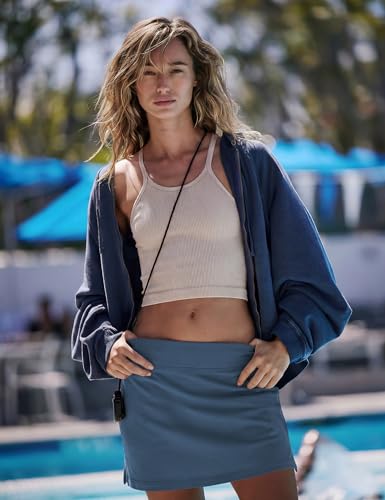 Women's Skort with Built-in Shorts and Pockets - Cotton Tennis & Golf Mini Skirt