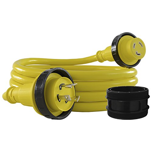 Marine Shore Power Cordset 30Amp Yellow 12 Feet - Conntek 17105-012RE