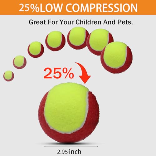 Kid Tennis Balls 20 Pack with Red Variation - Low Compression Stage for Beginners