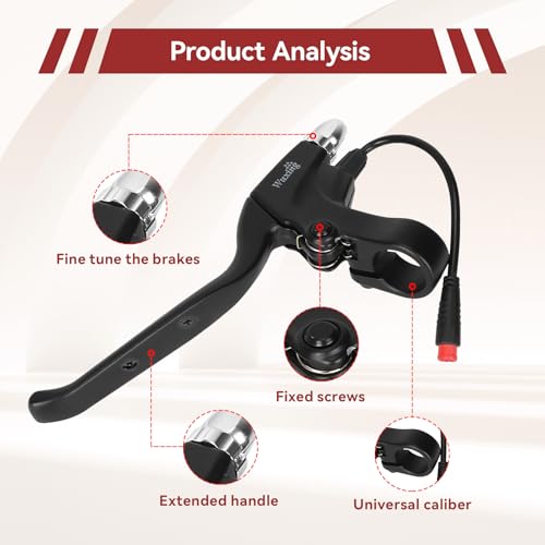 Waterproof 2 Wires Left & Right E-Bike Brake Lever, Electronic Brake Lever Handle Bar Grips E-Bike Replacement Parts for Electric Bicycle E-Bike Scooter