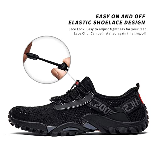 Water Shoes for Men Women Quick Dry Aqua Beach Swim Footwear - All Black, 13 Women / 11.5 Men