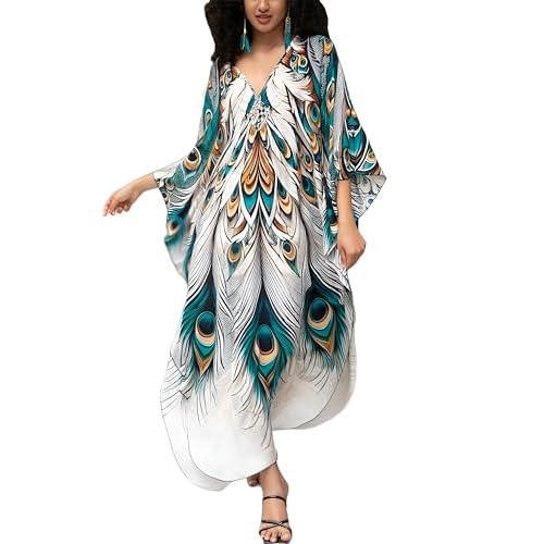 Women's Plus Size Kaftan Dress ? Plus Size Maxi Dress Moo Moos Beach Cover Up,Bathing Suit Cover-Up Loungewear