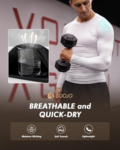 Men's Compression Long Sleeve Shirt - Black Workout Base Layer Athletic Top