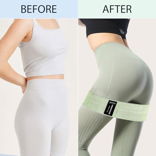 Resistance Bands Set for Workout - Blue & Green Fabric Loop Bands, 9 pcs