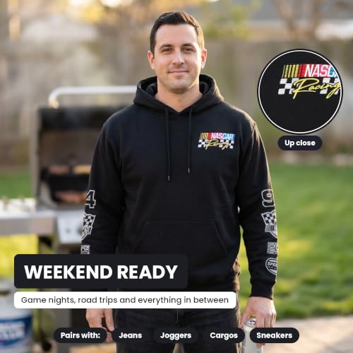 NASCAR Men's Hoodie with Sleeve Print - Dayton 500 Official Fan Gear - Medium