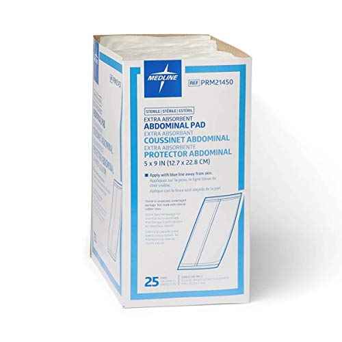 Medline Essentials Sterile Abdominal Pads, 5" x 9", Cellulose Center for Quick Absorption, Pack of 400