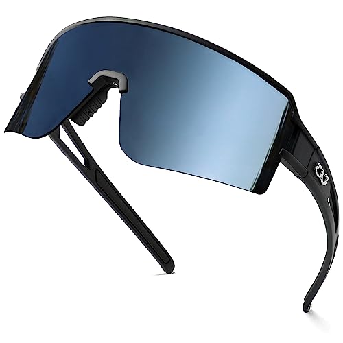 FMY Polarized Cycling Glasses Sports Sunglasses UV400 Protection Black & Gray Lens