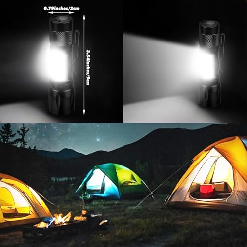 KunHe 6 Pack USB Rechargeable Mini Small LED Flashlights Bulk Camping Lantern Flashlight Bright High Lumens EDC Flash Light Stocking Stuffers