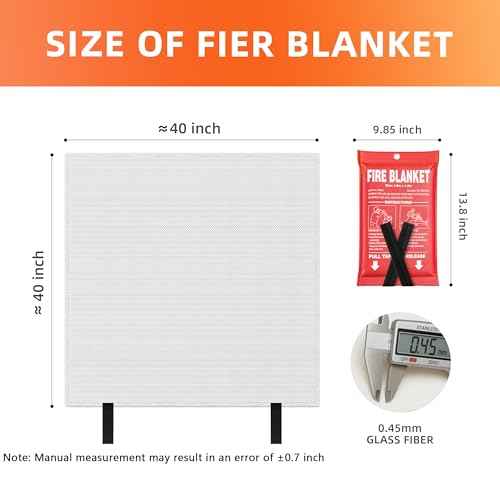Fire Blanket - 40" x 40" Prepared Emergency Fire Blanket for Home and Kitchen, RV, Grill, Fireplace, Safe & Easy for Young Adults and Elderly Living Alone