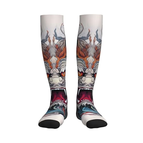 Unisex Compression Socks for Travel, Pregnancy, Running & Recovery - One Size Dragon Head Tattoo