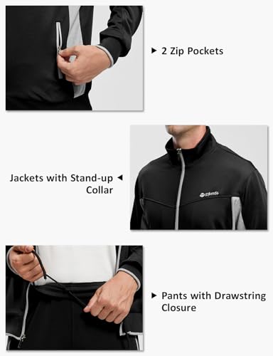 Men's Tracksuits Sweatsuits 2-Piece Casual Athletic Jogging Set - Black & Light Grey, 4X-Large