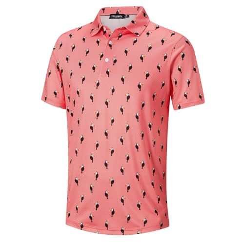 Golf Shirts for Men Dry Fit Performance Print Short Sleeve Moisture Wicking Golf Polo Shirts