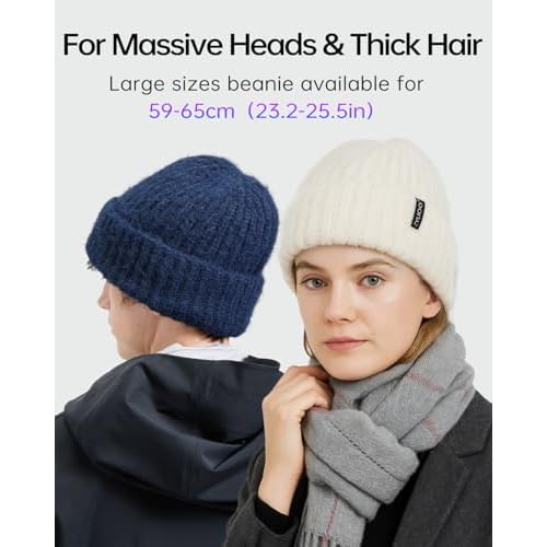 Zylioo Oversize XXL Chunky Beanie Cap for Men Women,Stretchy Thick Warm Knit Hat,Winter Snow Hats for Cold Weather
