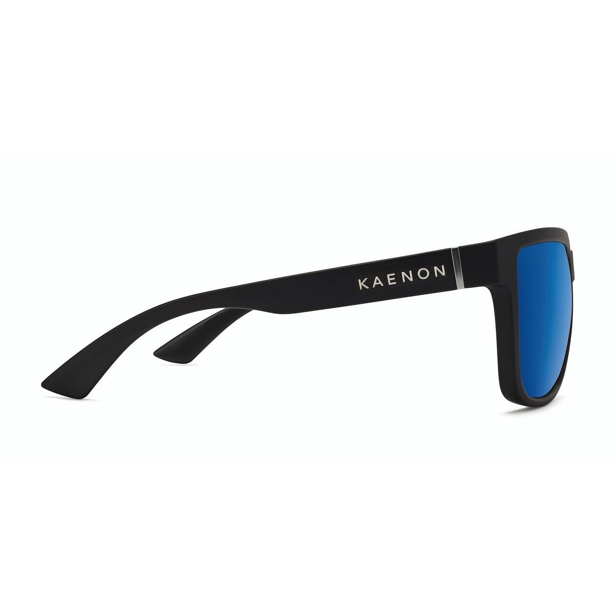 Kaenon Mens Salton Square Polarized Sunglasses (Matte Black, Pacific Blue Mirror)