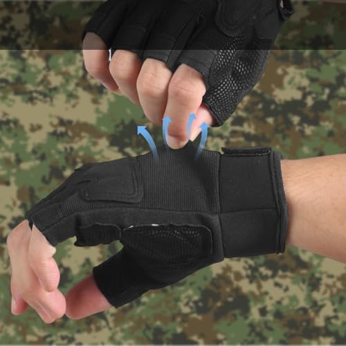 Black Medium Tactical Fingerless Gloves for Climbing Cycling Motorcycle Outdoor Sports