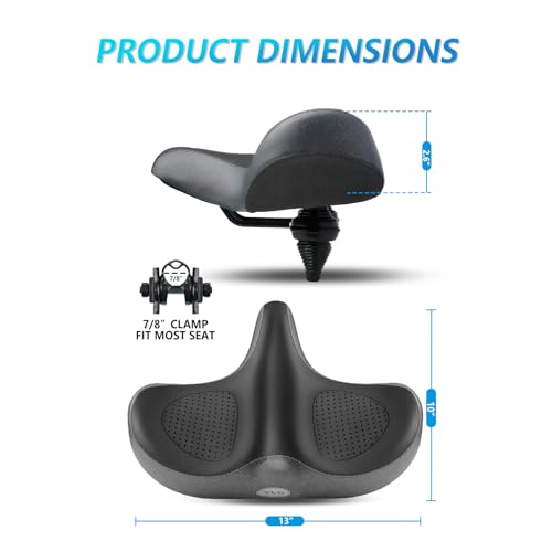 Oversized Memory Foam Bike Seat Cushion Support for Women Men - Waterproof & Universal Fit