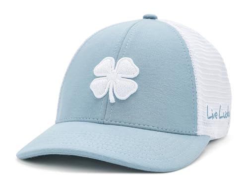 Black Clover Perfect Luck 22 Hat - Large Heather Peri Blue Mesh Cap with 3D Clover Embroidery