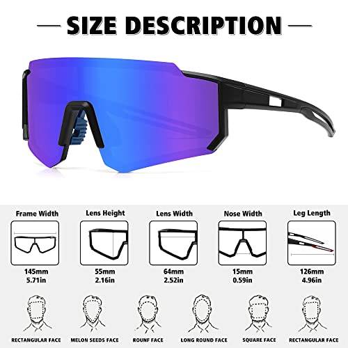 Polarized Sports Sunglasses for Men Women Cycling Running UV400 Protection