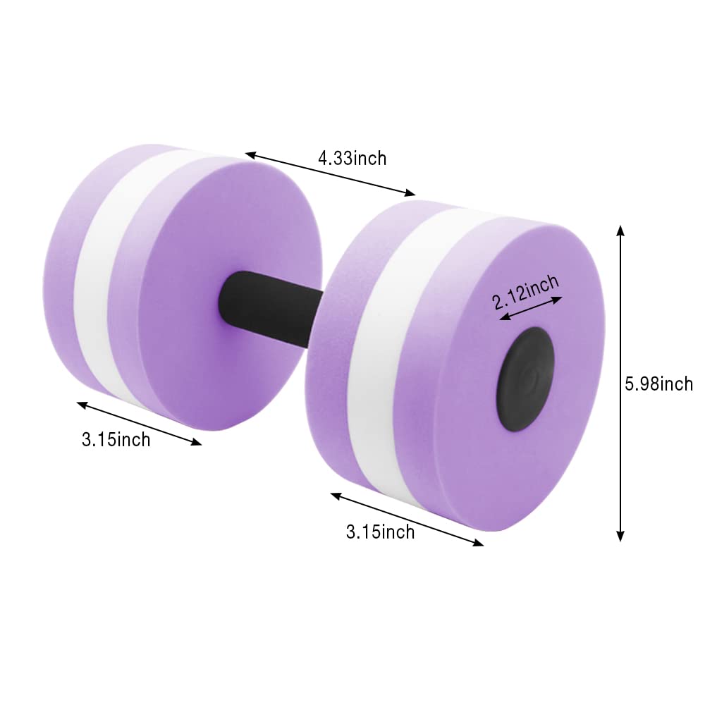 Aquatic Fitness Set, Water Dumbbells, Pull Buoy Leg Float EVA 5-Layer, Water Aerobics Workouts, 2PCS Foam Barbells Pool Resistance Gloves Swimming Beginners Sports Exercise (Purple Fitness Set)