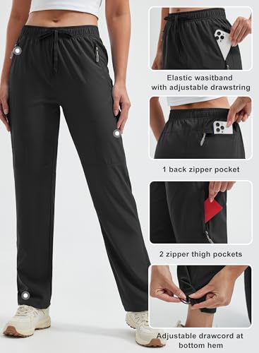 Libin Women's Hiking Pants Cargo Pants Lightweight Quick Dry Casual Safari Black 29" Large