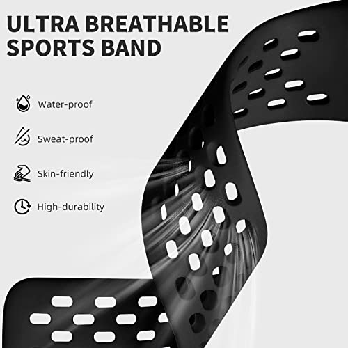 Getino Black Breathable Sport Strap for Fitbit Charge 5 & 6 - Adjustable, Waterproof, Lightweight