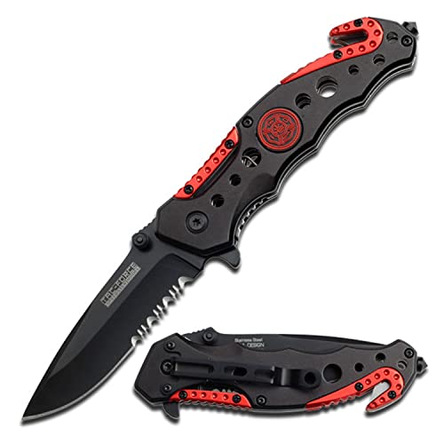 Tac-Force Fire Dept Tactical Assisted Opening Folding Knife with Belt Cutter