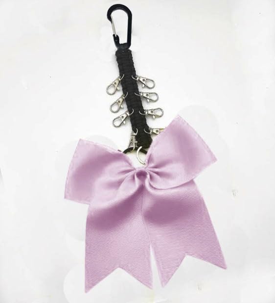 Forieru 4Pcs Cheer Bow Holders - Handmade Mountaineering Buckle For Teen Girls Cheerleading, Sports Backpack Accessories Organizer With 8 Hooks (Black)