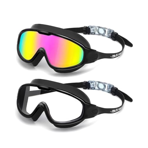 Freela 2 Pack Swim Goggles for Adult Men Women,180¡ÆWide Vision Anti-fog UV Protection No Leak Clear Swimming Goggles