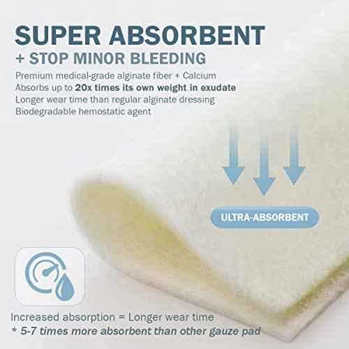 EVERLIT Calcium Alginate Wound Dressing | Gentle, Non-Stick Sterile Dressing Pad | Soft and Highly Absorbent Bandage with Soothing Gel Matrix (12" Rope | 5 Pack)