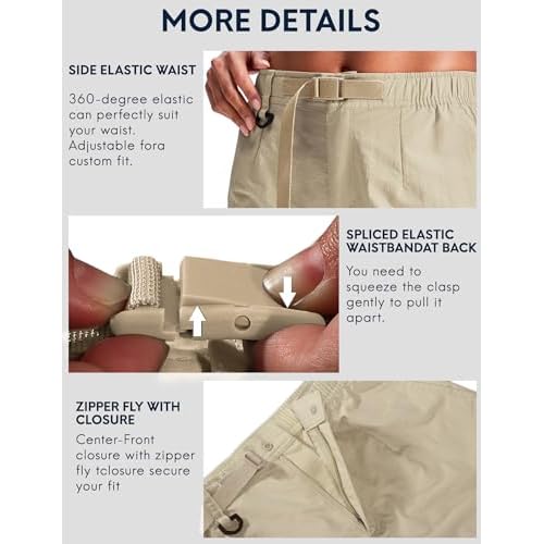 Haimont Women's 7 Inch Hiking Cargo Shorts with Belts Elastic Waist Nylon Quick Dry Water Resistant Camping Travel Trekking