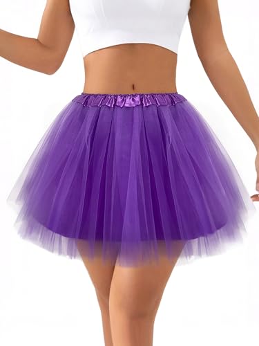 Purple 4-Layer Tulle Dance Tutu Skirt for Women & Teens - Fluffy Adult Costume