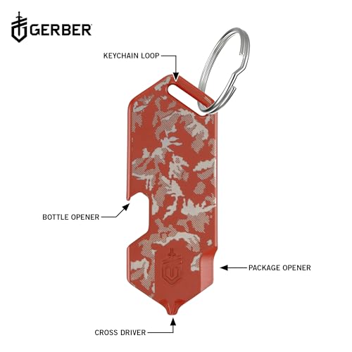 Orange Camo Gerber Shard 3-in-1 Multitool Keychain with Bottle Opener