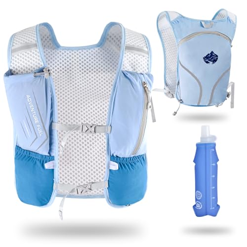 Lightweight Running Vest for Women Men, Adjustable Hydration Backpack with 500ml TPU Soft Flask, Breathable Reflective Large Capacity Water Backpack for Running Cycling Marathon Hiking