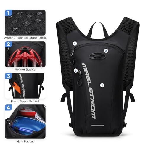 Black Hydration Backpack with 2L Water Bladder - Lightweight Running Vest