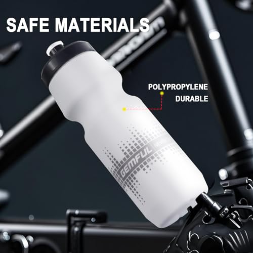 GEMFUL Bike Water Bottle 24oz Cycling Water Bottle BPA-Free with Leak-Proof Lid Squeeze Design 2 Pack No-Sweat Grip Fits Standard Bike Cages for Mountain Road Bikes (Gradient Green Black+Blue Green)