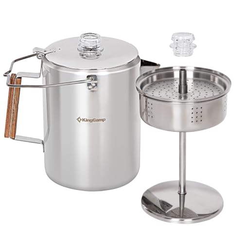 Large Capacity Stainless Steel Coffee Percolator Pot - 12 Cup Silver - Camping & Outdoor