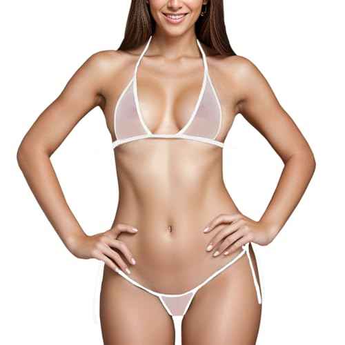 Micro Bikini Sheer Bikini Triangle See Through Extreme Thong Sexy Mini Bathing Suit Gifts for Women OneSize 2-8