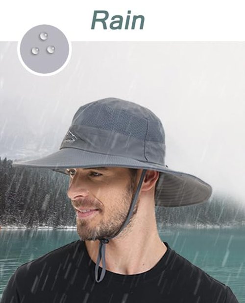 ZOORON Sun Hats for Men Women UPF 50+ Bucket Hat UV Protection Boonie Hat for Fishing Hiking Garden Safari Beach Light Grey