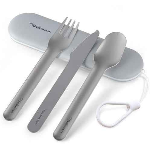 Felix - Compact Portable stainless steel Cutlery set with case | Pocket Utensil set | Travel Utensils with case | Camping| Utensils set for Lunch box| Utility cutlery set | Portable Silverware