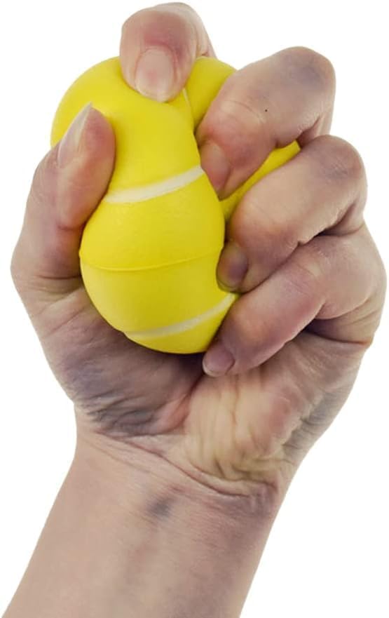 Hand Exercise Stress Relief Ball, Yellow Tennis Ball, Soft Squeeze Ball for Resistance Training, Anxiety Relief for Teens & Adults