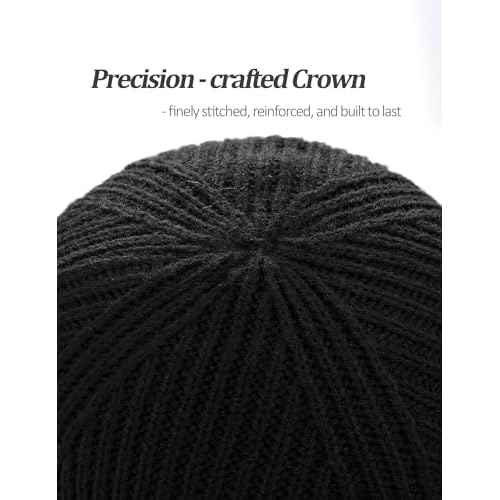 Winter Beanies Hats for Men, Knit Fleece Beanie Skull Caps, Mens Toboggans Ribbed Cuffed Stocking Hat