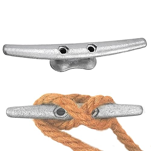 Galvanized Steel Dock Cleats 8 Inch - Silver 4 Pack Marine Rope Tie-Downs