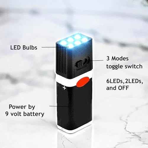 IN SELECT 9 Volt Small Pocket Led Mini Flashlight -High Lumens Compact Portable Emergency Light Multi Mode Handheld Flashlight Light for Camping Hiking and Outdoor Use (2Pack,Battery not Included)
