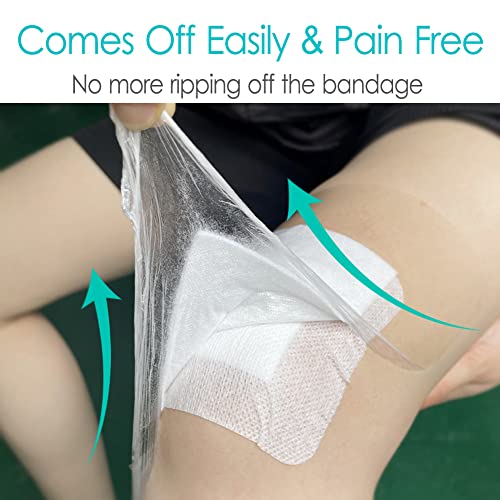 7 Pcs Waterproof Shower Cover 10"x12" with Non-Stick Center Pad for Large Port Surgery Incisions Protector Patch Transparent Film Clear Adhesive Wounds Dressing Bandage Shields