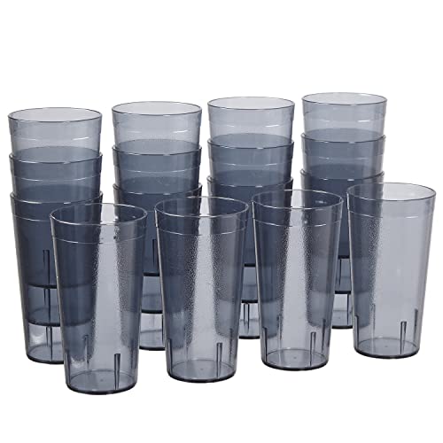 Reusable Plastic Tumblers Set of 16 - 20 oz Grey Stackable Water Cups