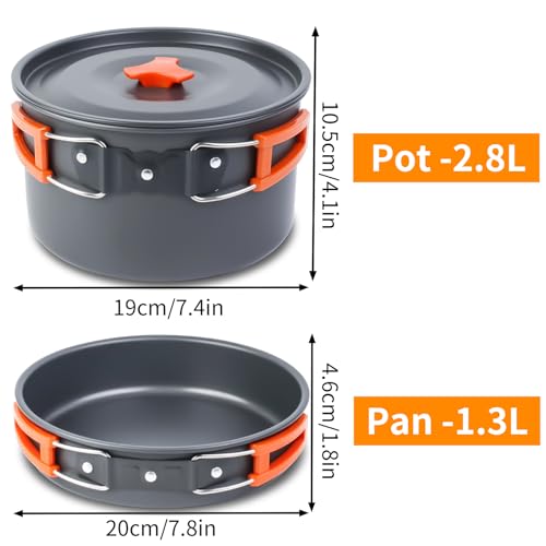 18-Piece Camping Cookware Set with Aluminum Pots and Utensils