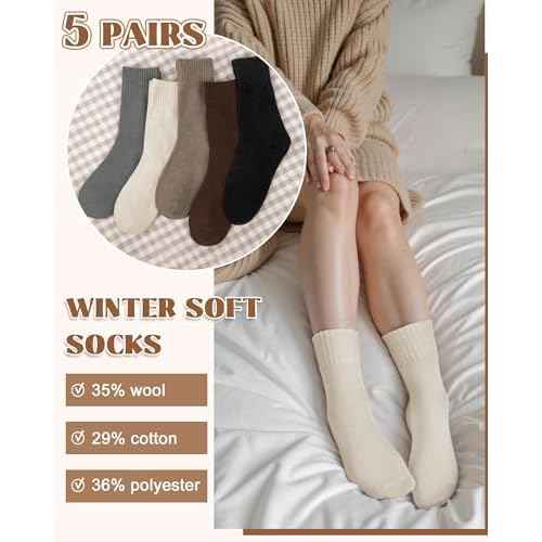 YSense Wool Socks for Women, Winter Boot Socks Stocking Stuffers Gifts for Women Warm Crew Hiking