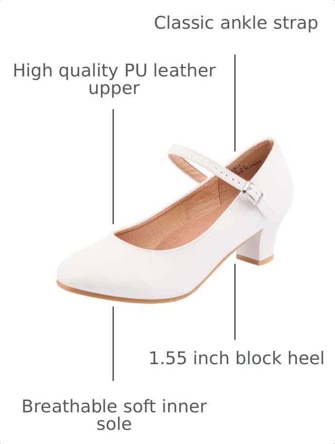 Women’s Character Dance Shoes Ankle Strap Heels 1.55 Inch - White 7 - Ballroom Salsa Tango